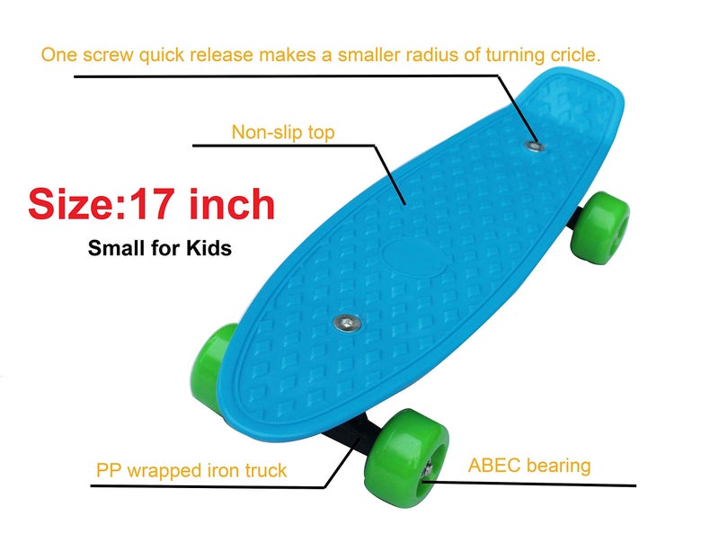 SK8MEMO 17X5inch Kids Skateboard, Mini Skateboard for Beginners (Blue)â€¦â€¦ - Image 4